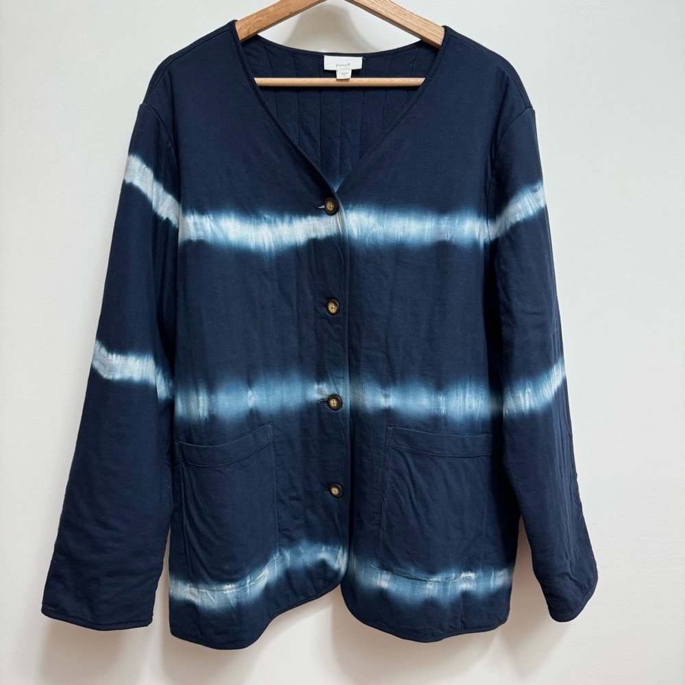 J. Jill PureJill Tie Dye Cotton Quilted Jacket XL - Picture 2 of 13